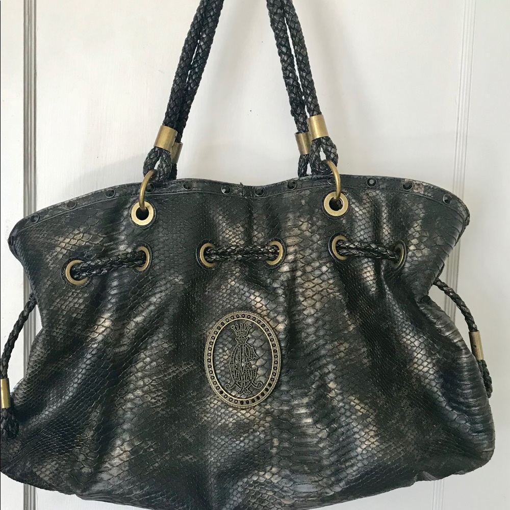 Christian Audigier Bronze Python Travel Bag